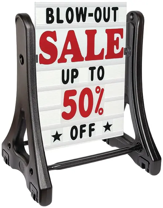 Rolling Swinger Deluxe Sidewalk Sign 32" X 24" X 45" – Double-Sided Outdoor Message Board With Complete Letter & Number Kit – Portable Sidewalk Sign For Car Dealerships, Retail Promotions, Events & Advertising 1