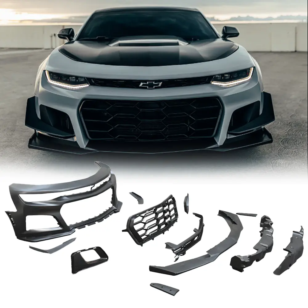 2016-2018 Chevy Camaro Zl1 1Le Track Package Front Bumper Conversion 11Pcs Full Kit Flat Blk 1