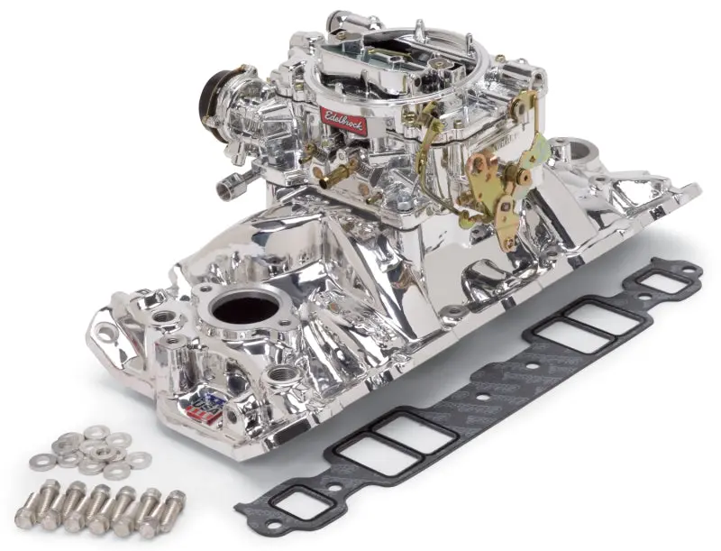 Edelbrock 1980-1986 Chevrolet Camaro 2Nd-3Rd Gen Manifold And Carb Kit Performer Rpm Air-Gap Sbc Natural Finish 1