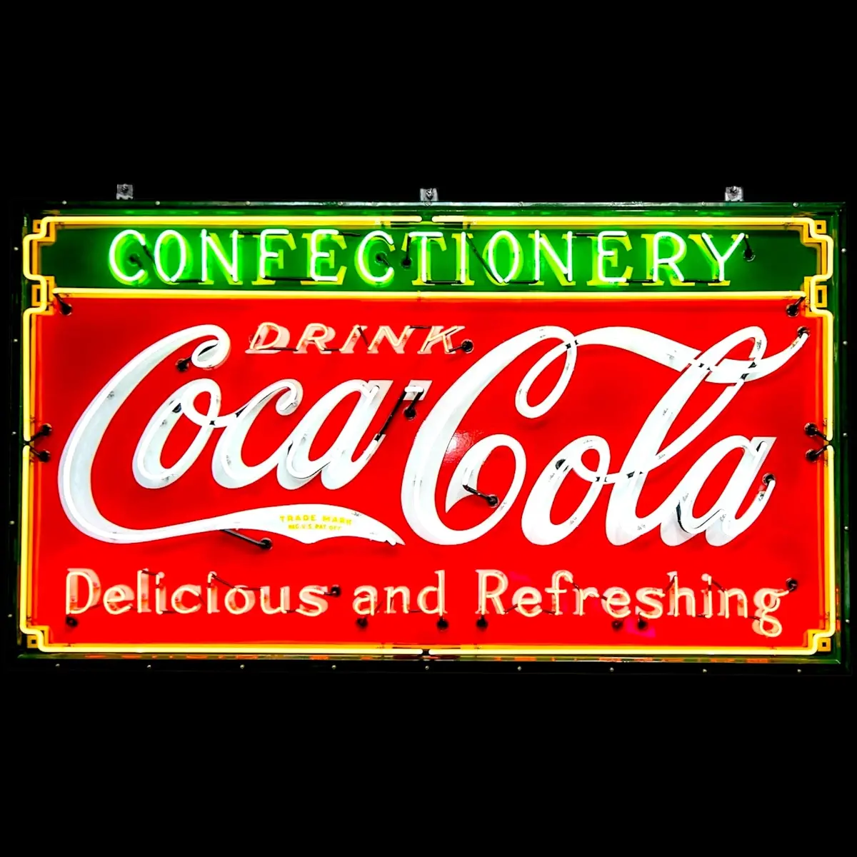 Classic Coca-Cola Confectionery Script Neon Porcelain Enamel Can Sign 1