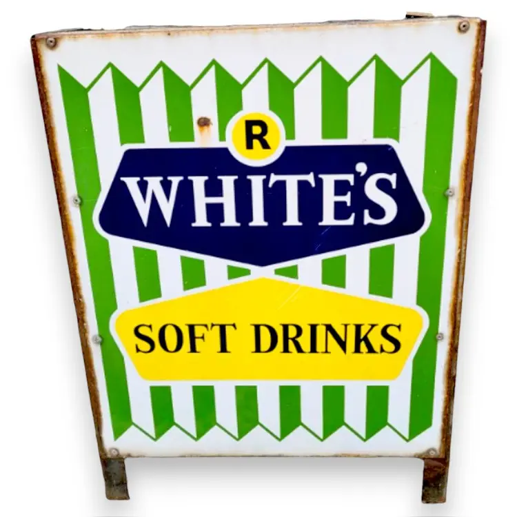 White's Soft Drinks Porcelain Enamel Vintage Metal Reproduction 1