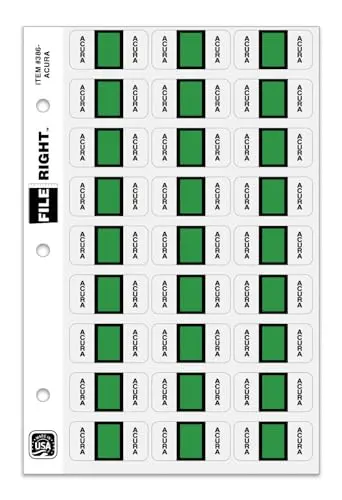 File Right Color Code Auto Makes Labels – 1-1/2" × 3/4" Die-Cut Laminated Automotive Inventory Labels – Compatible With Leading Dealership Systems, 270 Labels Per Ringbook 1