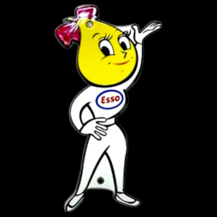 Esso Oil Drop Lady Die Cut Porcelain Vintage Metal Sign 1