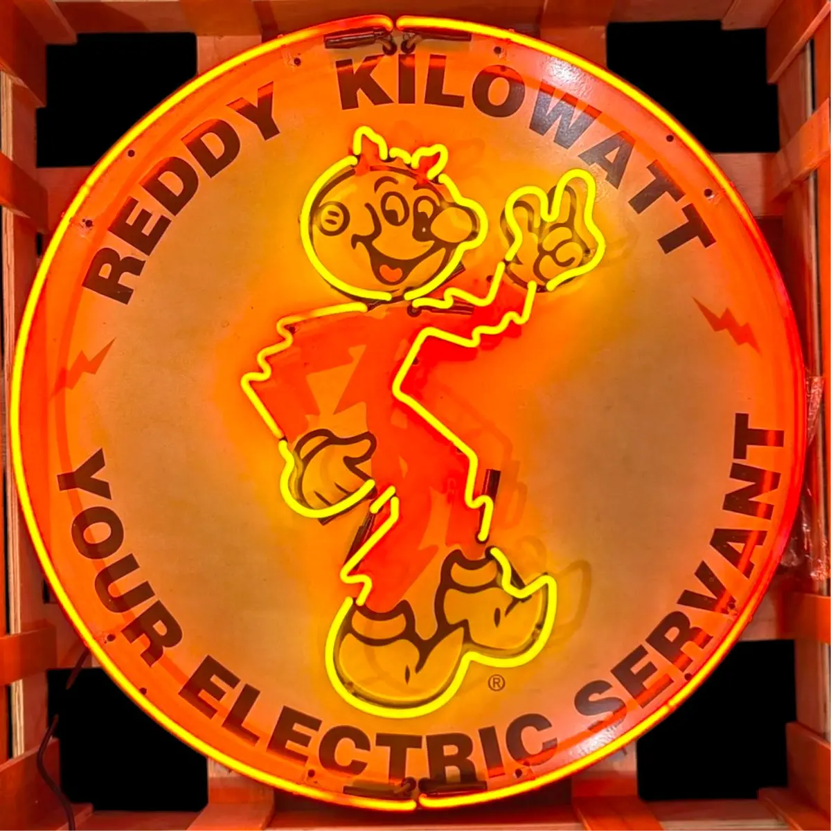 Reddy Kilowatt Electric Servant Neon Porcelain Enamel Sign 1