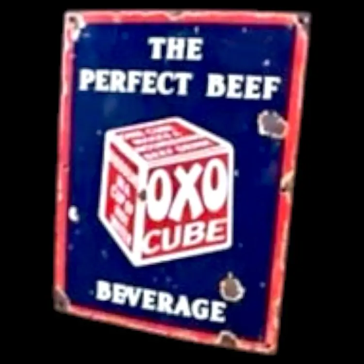 Oxo The Perfect Beef Drink Porcelain Enamel Vintage Metal Reproduction 1