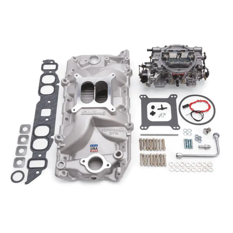 Edelbrock 1967-2015 Chevrolet Camaro 1St-5Th Gen Manifold And Carb Kit Performer Rpm Big Block Oval Port Natural Finish 1