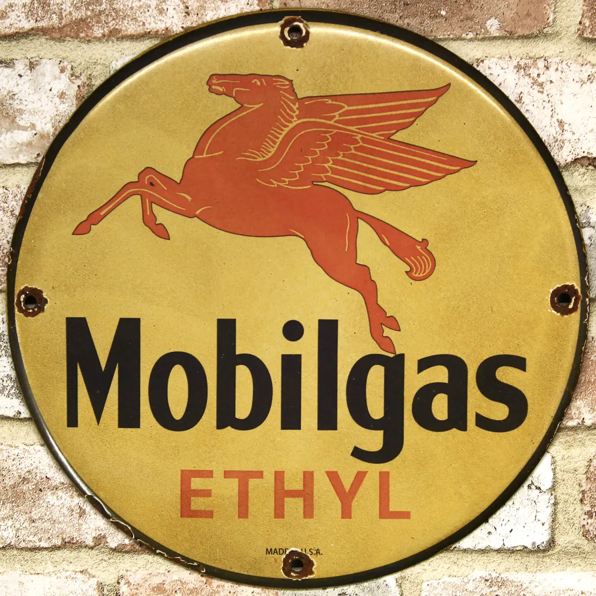 Mobilgas Vintage Pegasus Blue Porcelain Enamel Sign (12In) 1