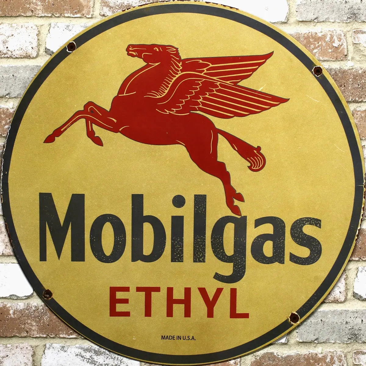 2Ft Mobilgas Ethyl Pegasus Blue Porcelain Enamel Sign (24-Inch) 1