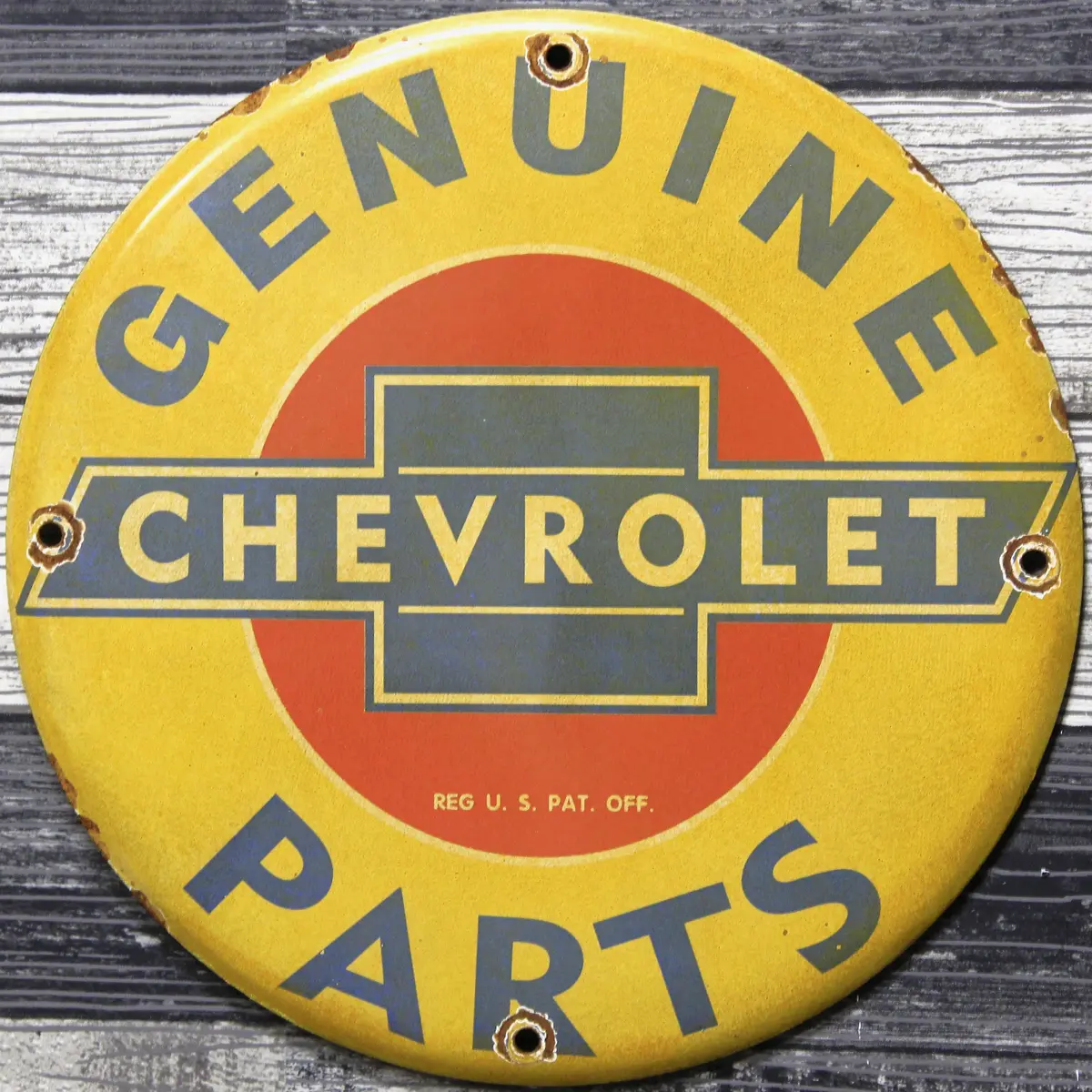 Chevrolet Genuine Parts Porcelain Enamel Sign (12In) 1