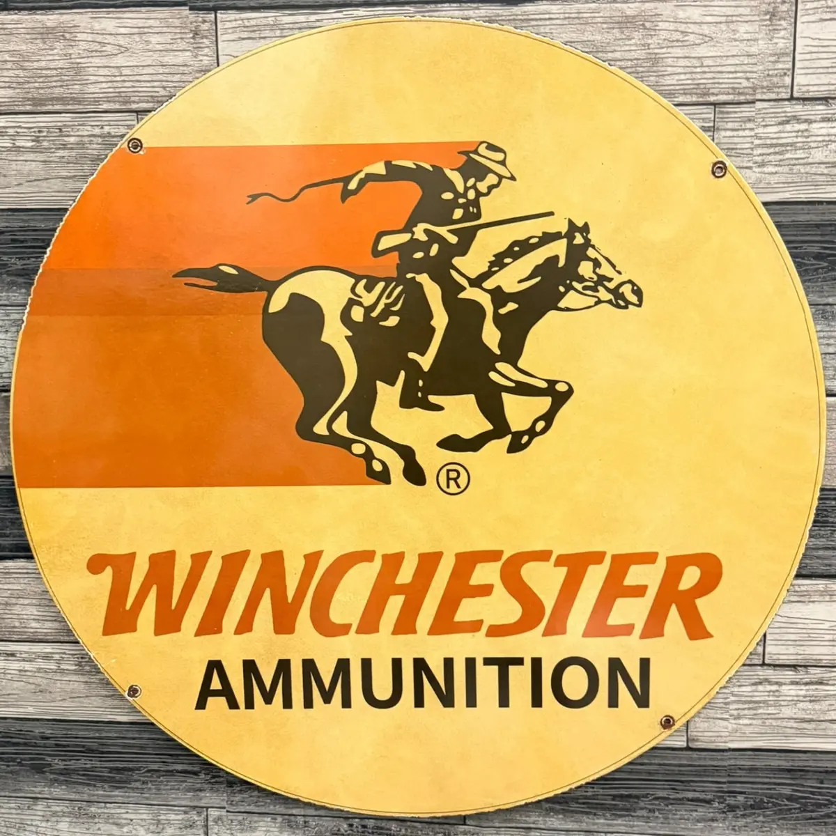 Winchester Ammunition Large Vintage Advertising Porcelain Enamel Sign (30In) 1