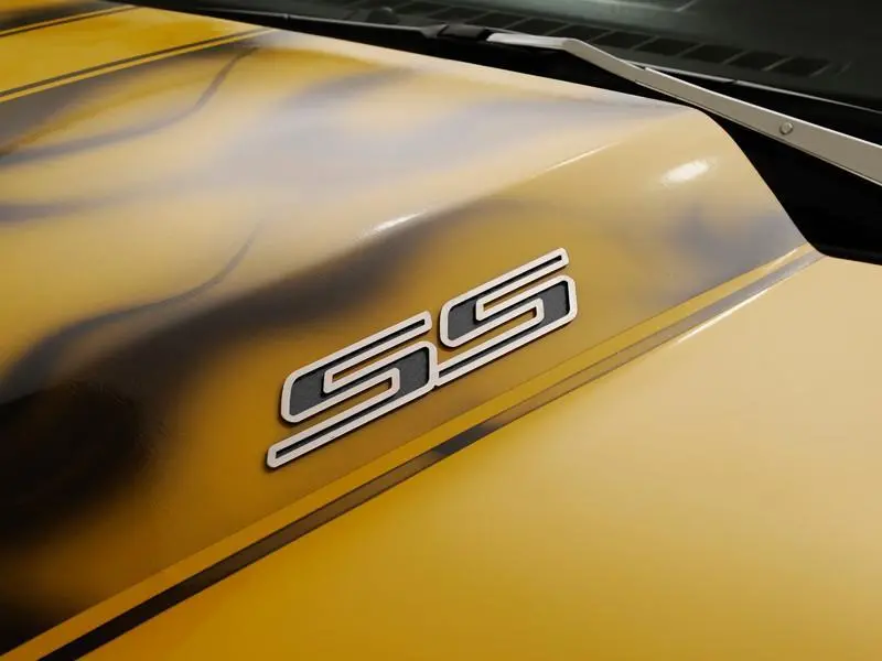 Camaro Ss Emblems Polished Stainless Steel/Faux Carbon Fiber | 2Pc 1