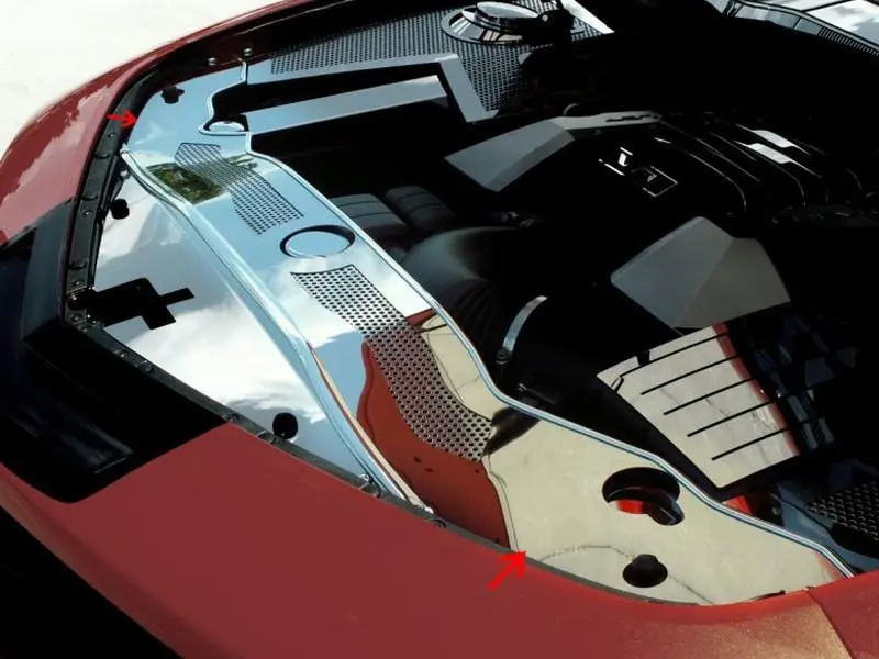2010-2015 5Th Gen. Camaro Ss Radiator Trim Kit W/ Cap Covers - Perforated Polished Stainless Steel 1