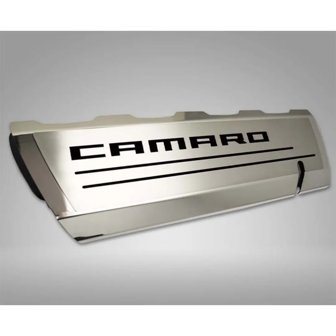 2016-2021 Camaro Ss - Fuel Rail Cover Overlays W/Camaro Color Font Inlay 2Pc | Polished Stainless Steel 15