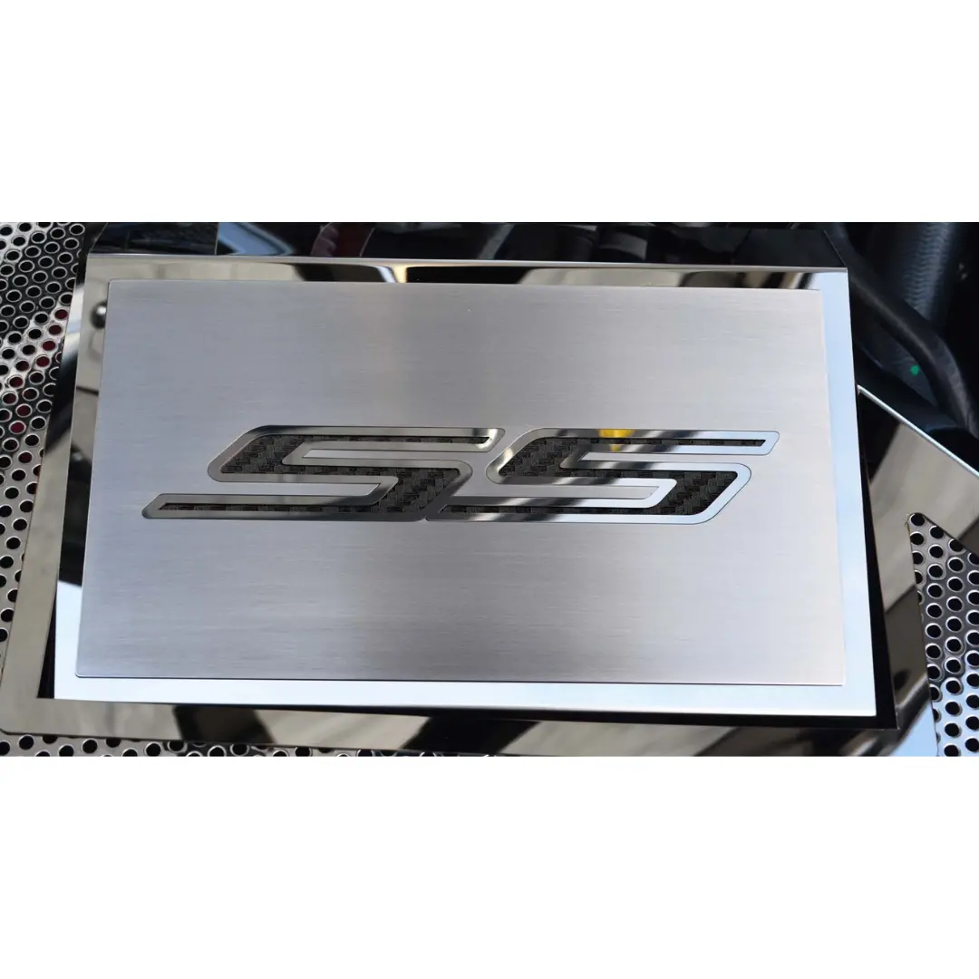 2016-2021 Camaro Ss - Fuse Box Cover Polished W/Brushed Ss Top Plate | Stainless Steel, Choose Inlay Color 1