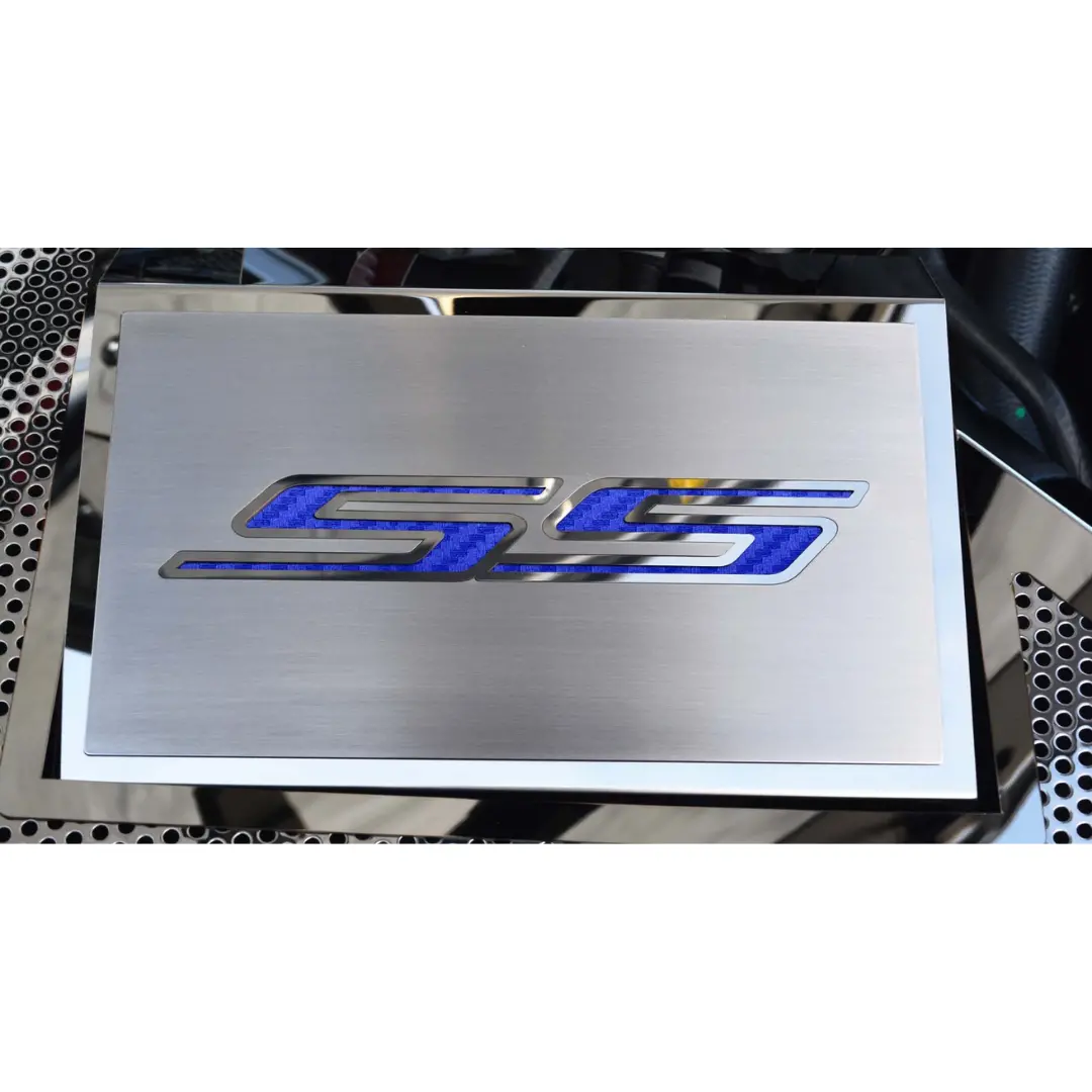 2016-2021 Camaro Ss - Fuse Box Cover Polished W/Brushed Ss Top Plate | Stainless Steel, Choose Inlay Color 4