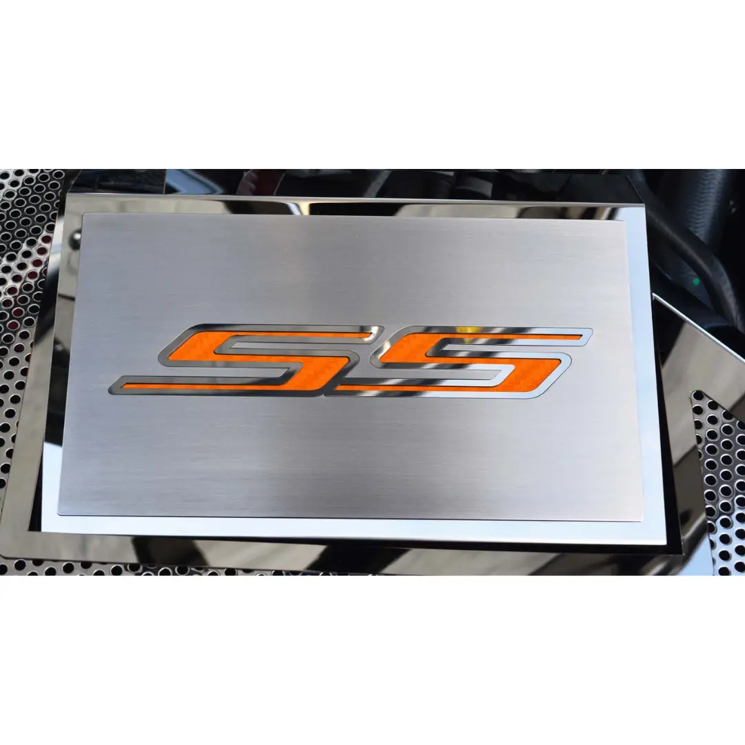 2016-2021 Camaro Ss - Fuse Box Cover Polished W/Brushed Ss Top Plate | Stainless Steel, Choose Inlay Color 13