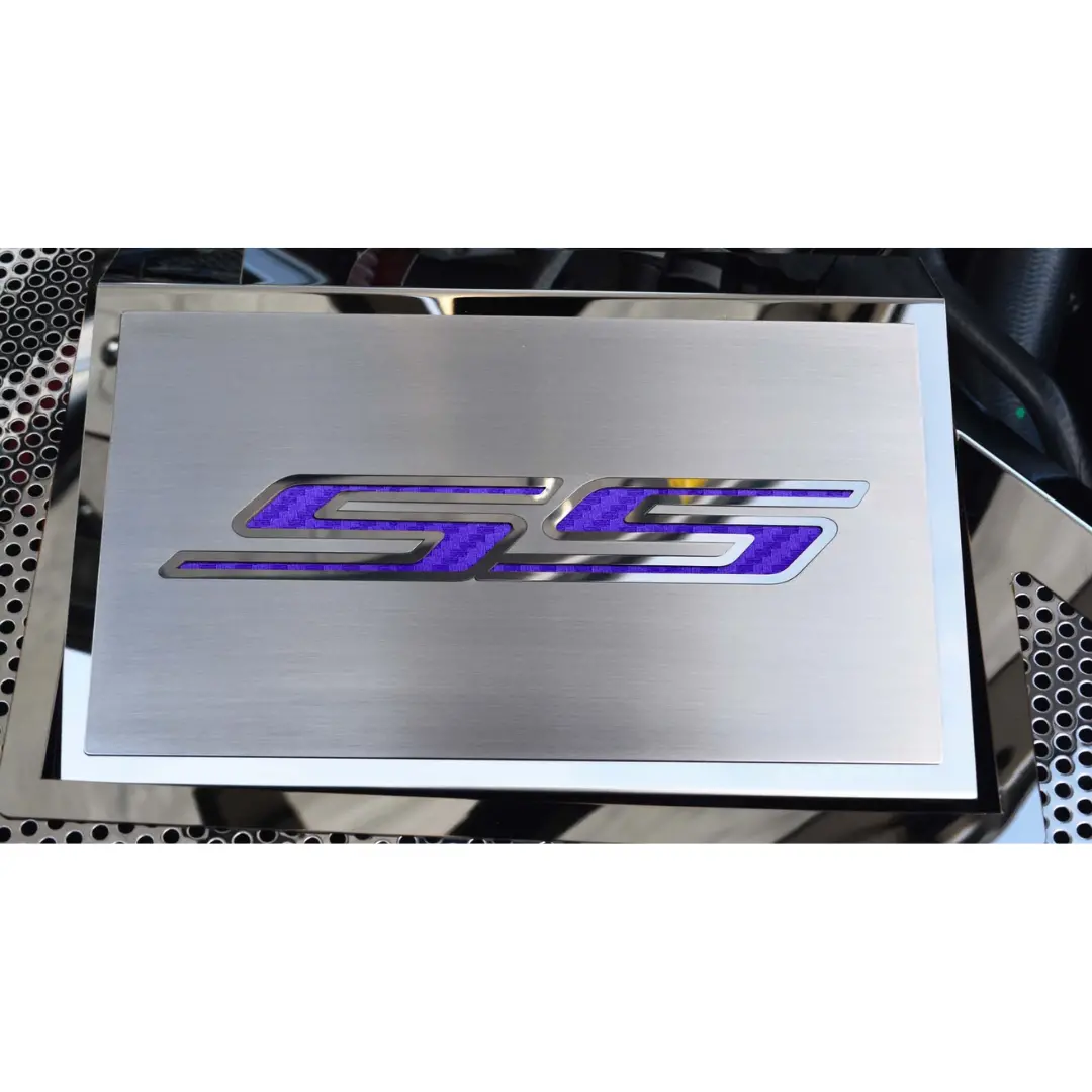 2016-2021 Camaro Ss - Fuse Box Cover Polished W/Brushed Ss Top Plate | Stainless Steel, Choose Inlay Color 14