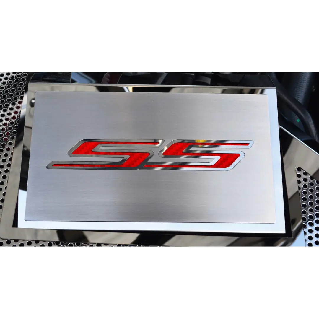 2016-2021 Camaro Ss - Fuse Box Cover Polished W/Brushed Ss Top Plate | Stainless Steel, Choose Inlay Color 9