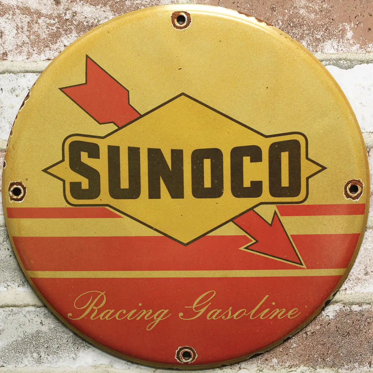 Sunoco Racing Gasoline Vintage Porcelain Enamel Sign (12In) 1
