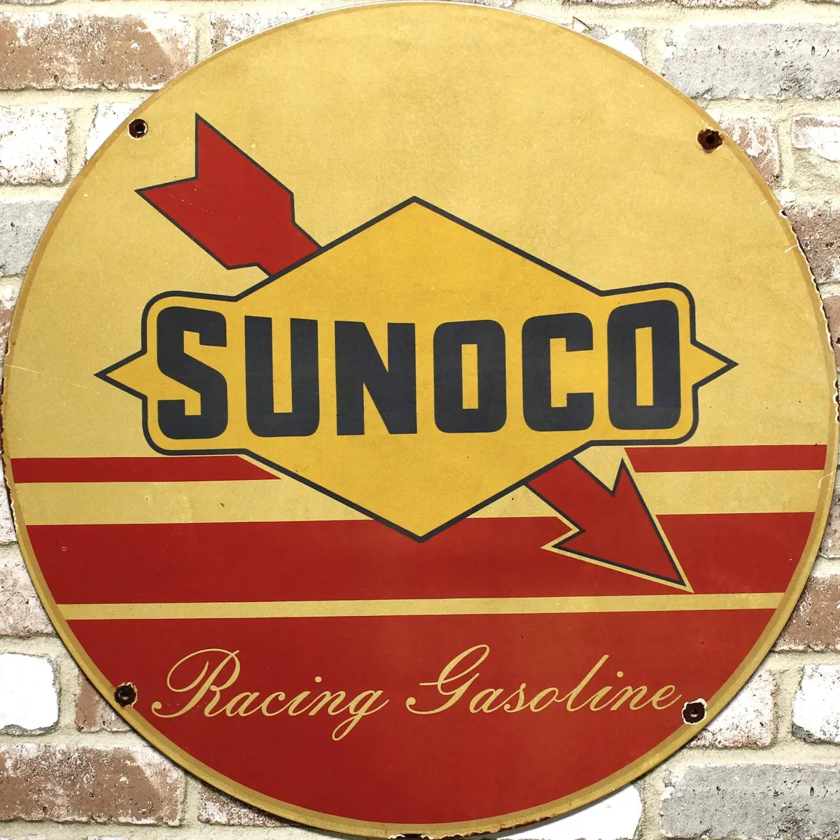 2Ft Sunoco Racing Gasoline Porcelain Enamel Sign (24-Inch) 1
