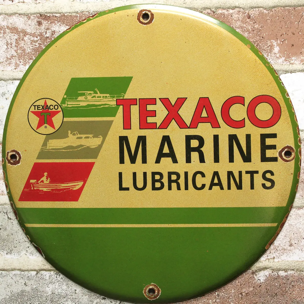 Texaco Marine Lubricants Vintage Porcelain Enamel Sign (12In) 1