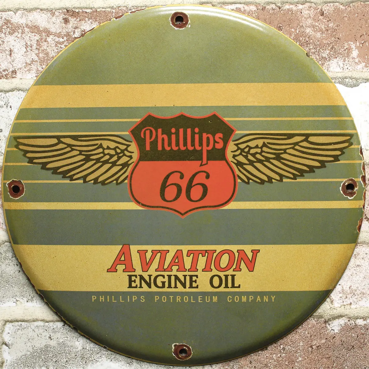 Phillips 66 Aviation Porcelain Enamel Sign (12In) 1