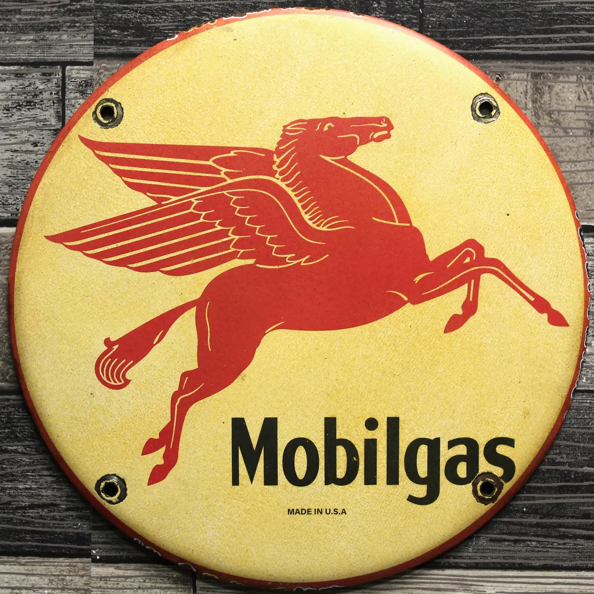 Mobilgas Red Pegasus Porcelain Enamel Sign (12In) 1