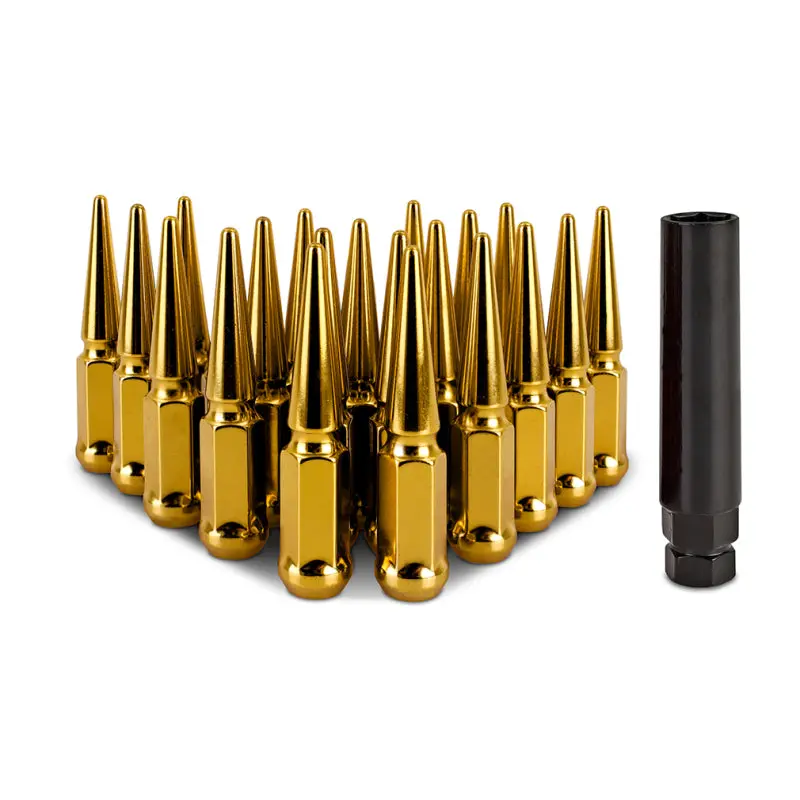 Mishimoto 1982-2002 Chevrolet Camaro 3Rd-4Th Gen Steel Spiked Lug Nuts M12x1.5 20Pc Set Gold 1