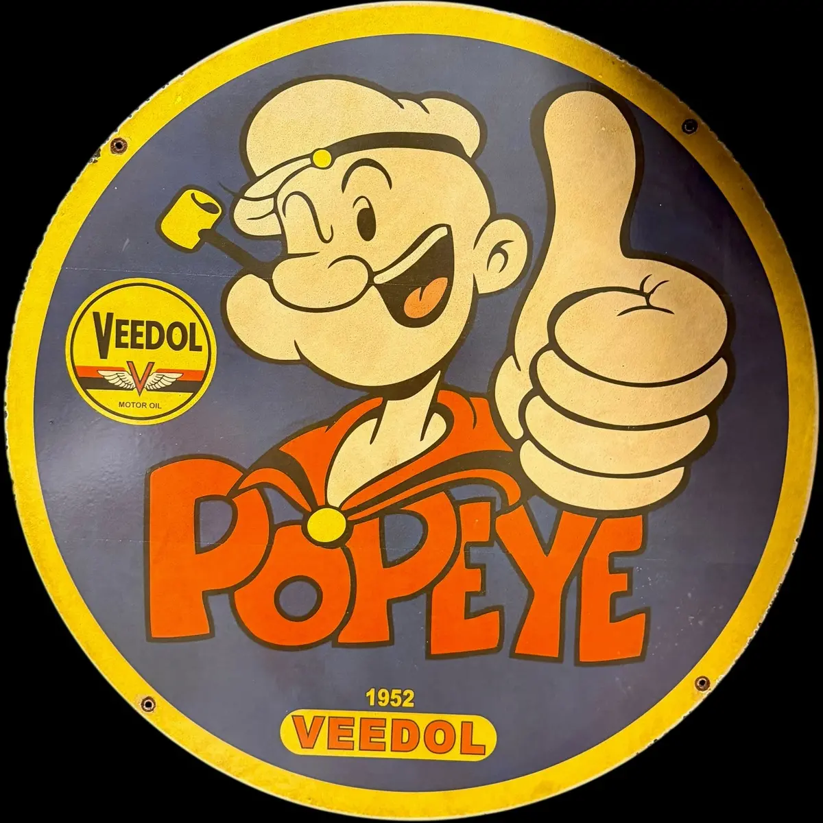 Popeye Loves Veedol Large Porcelain Enamel Sign (Ss 30-Inch) 1