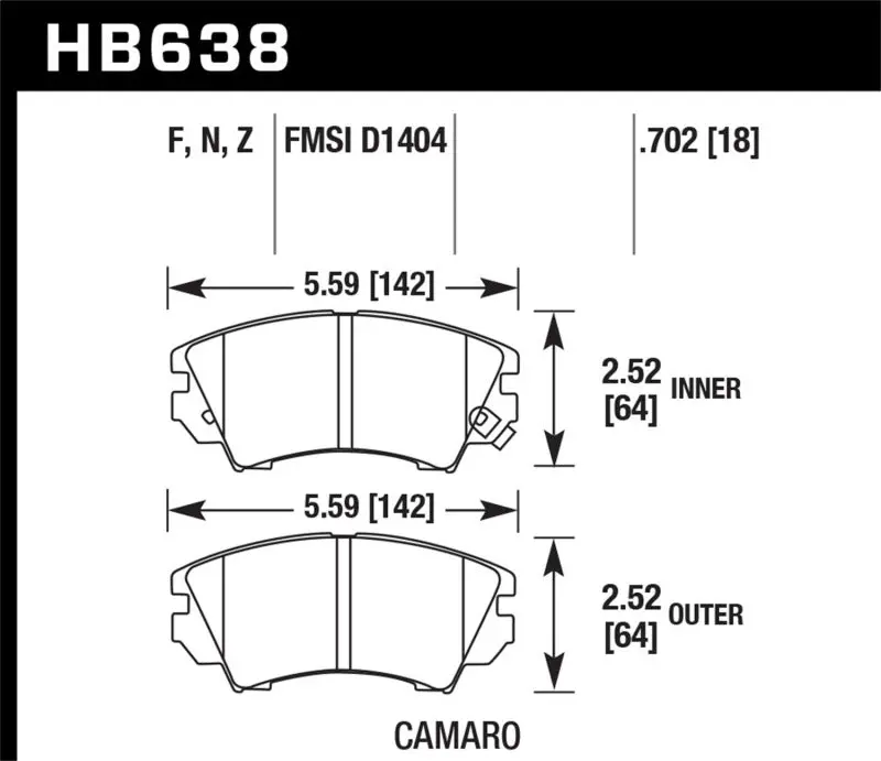 Hawk Performance 2010-2015 Chevrolet Camaro 5Th Gen Hawk Hps 5.0 Front Brake Pads 1