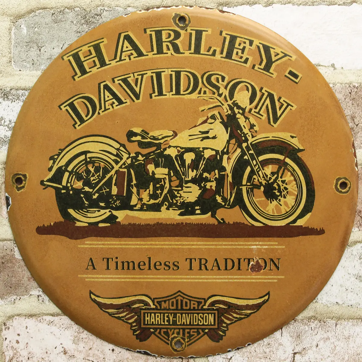 Harley Davidson Motorcycles Vintage Porcelain Enamel Sign (12In) 1