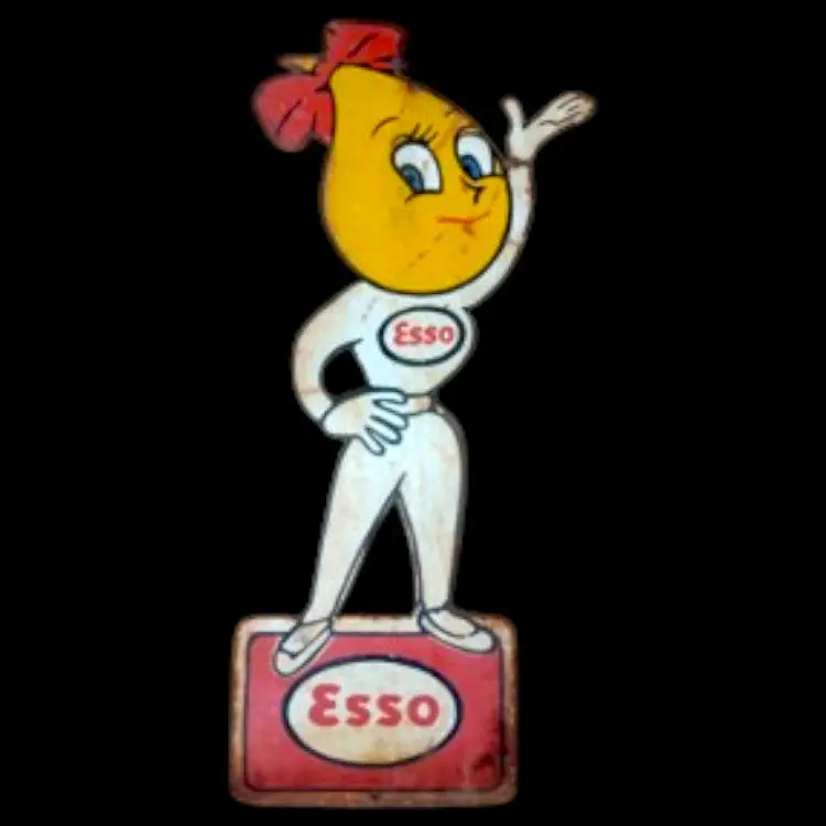 Esso Oil Drop Lady  Die Cut Porcelain Vintage Metal Sign 1