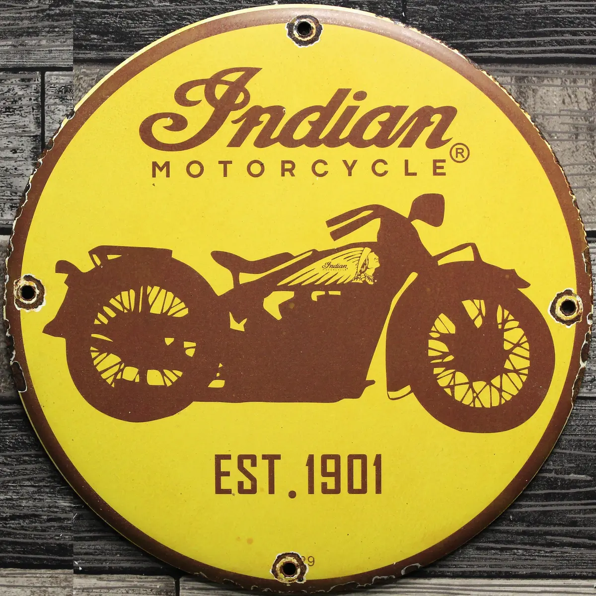 Indian Motorcycles 1901 Porcelain Enamel Sign (12In) 1