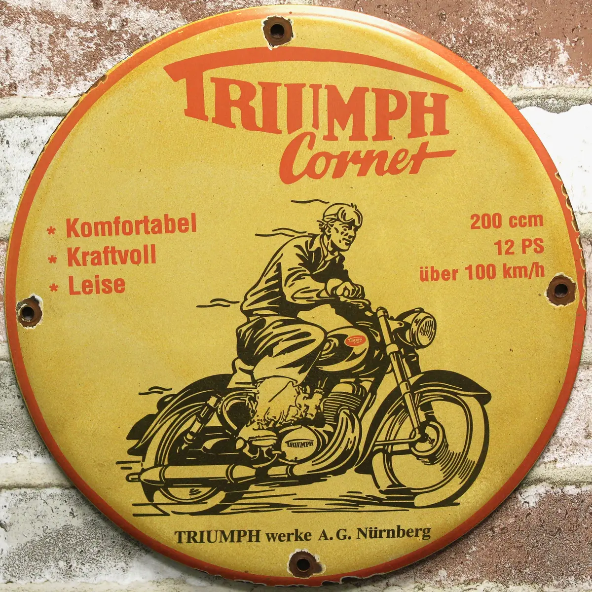 Triumph Corner Motorcycles Porcelain Enamel Sign (12In) 1