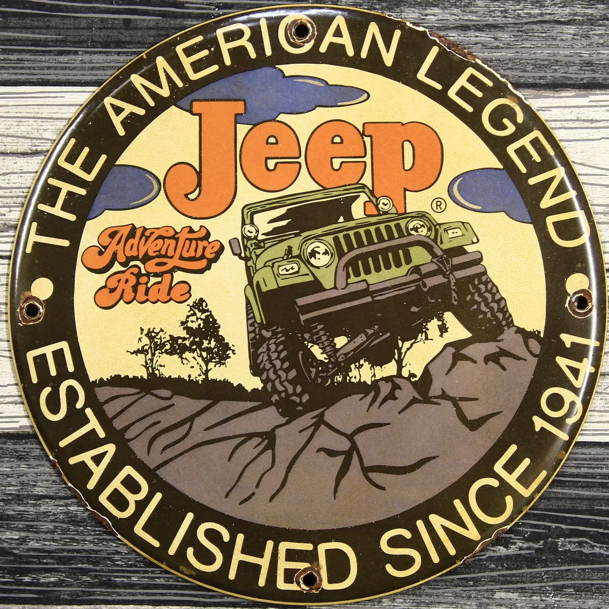 Jeep The American Legend Porcelain Enamel Sign (12In) 1