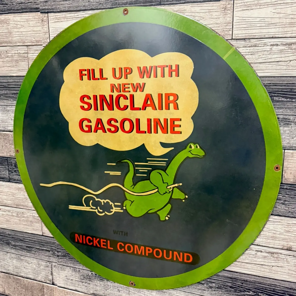 Sinclair Dino Gasoline Large 30-Inch Porcelain Enamel Sign 1