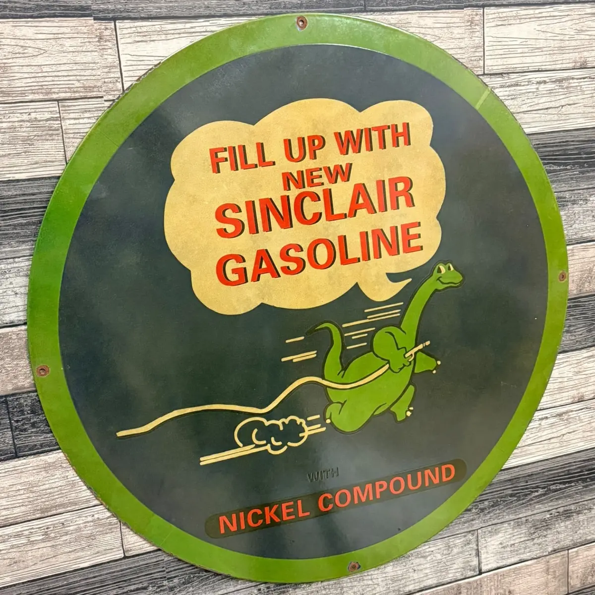 Sinclair Dino Gasoline Large 30-Inch Porcelain Enamel Sign 2
