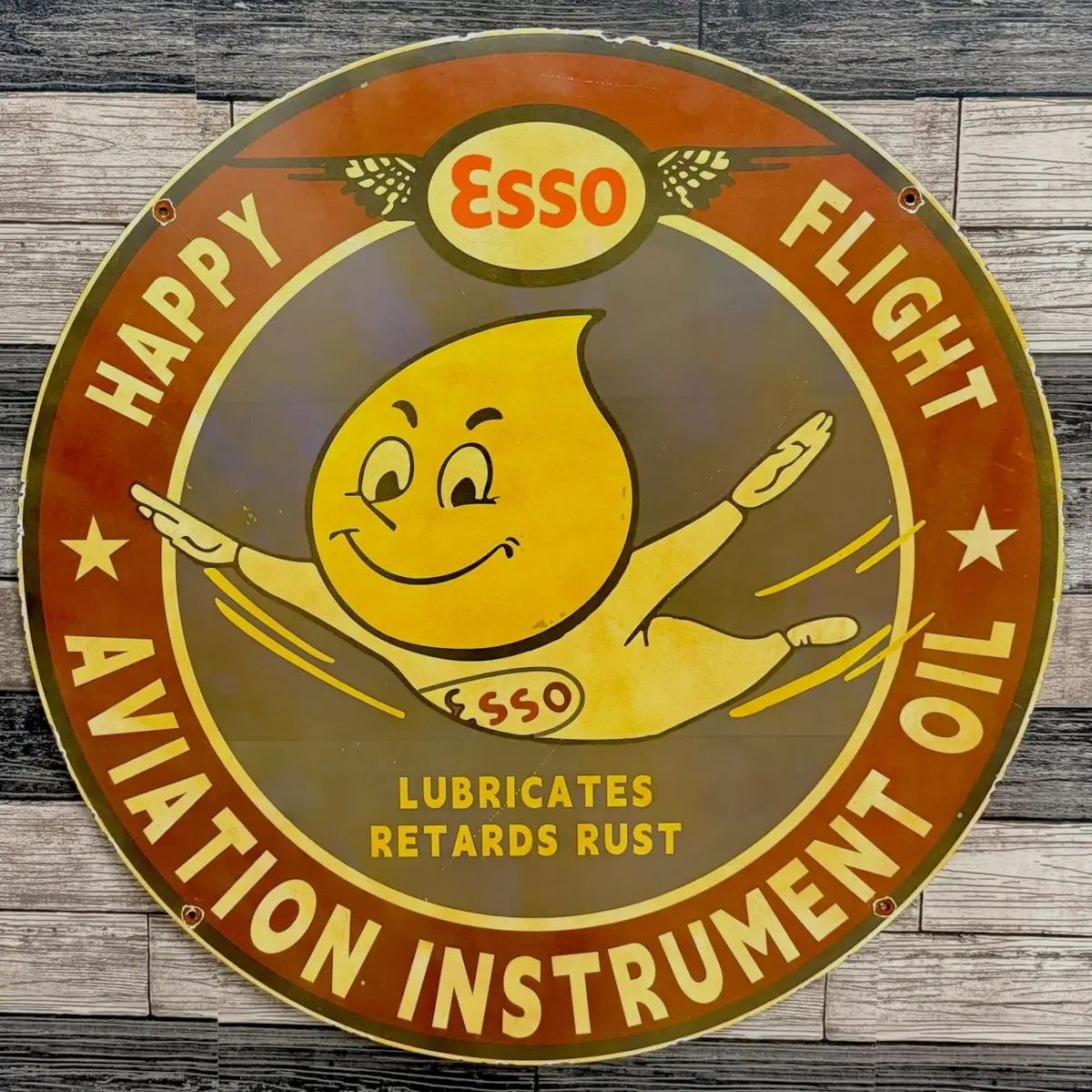 Esso Happy Flight Aviation Large Porcelain Enamel Sign 1