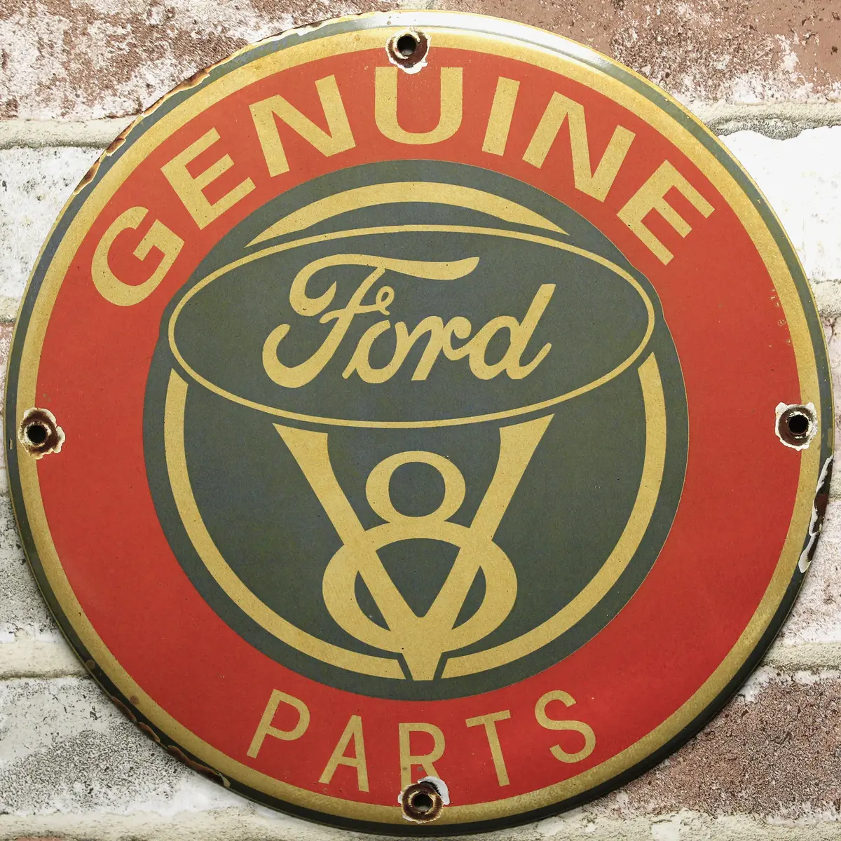 Ford V8 Parts Porcelain Enamel Sign (12In) 1