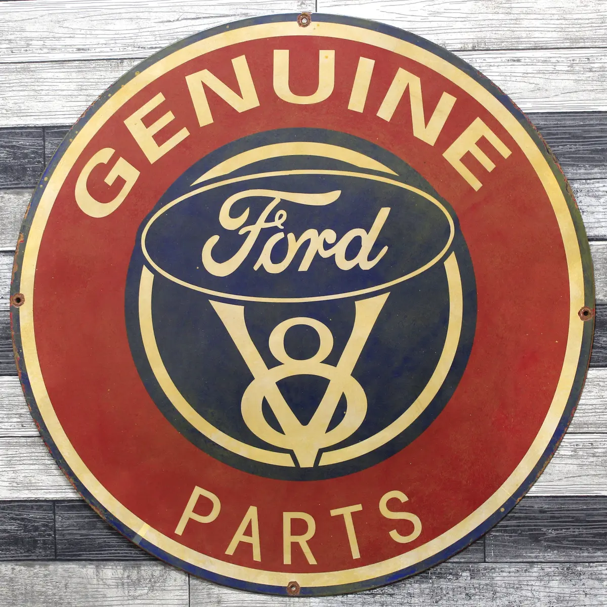Ford V8 Parts Large 30-Inch Porcelain Vintage Automotive Enamel Car Sign 1