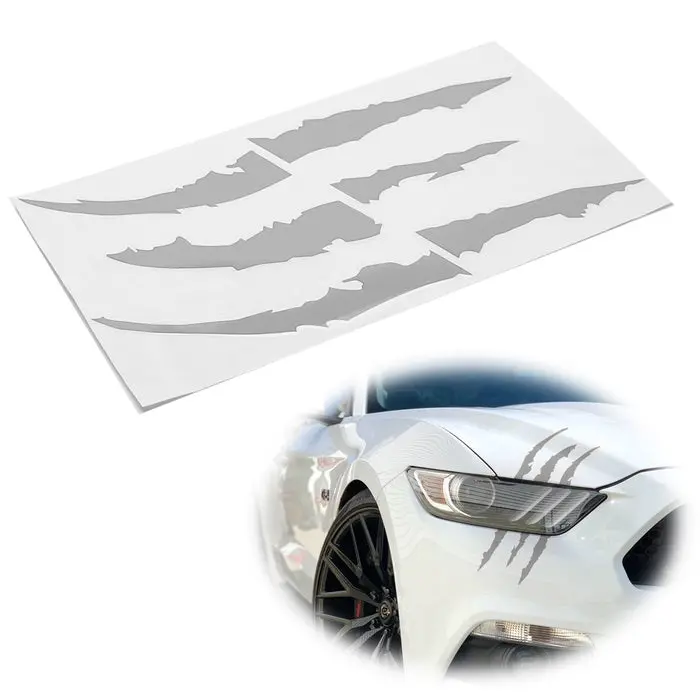 1953-2023 Universal Vinyl Claw Thrash Mark Headlight Decal - Gloss Silver - Ca 1