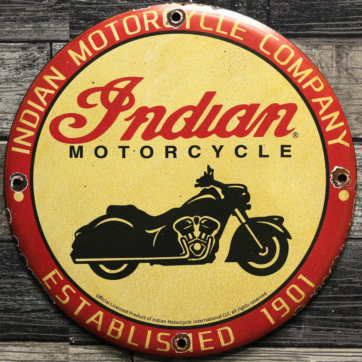 Indian Motorcycle Company Est. 1901 Vintage Porcelain Enamel Sign (12In) 1