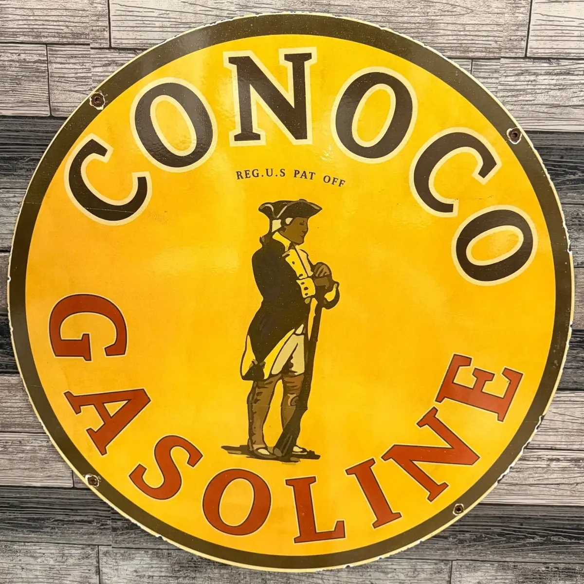 Conoco Gasoline Large Porcelain Enamel Antique Advertising 1