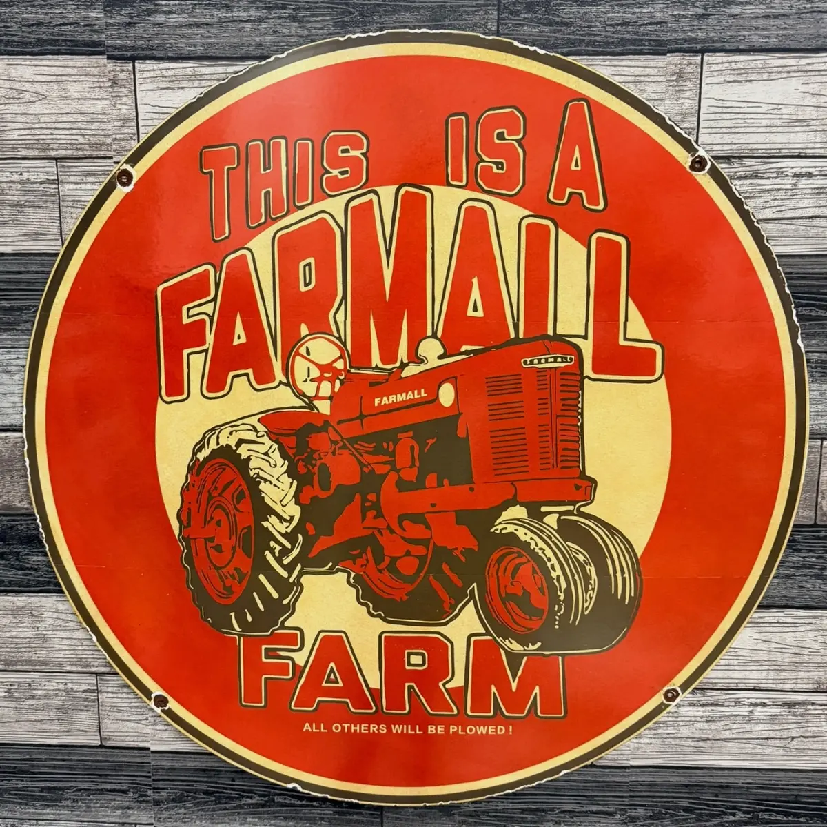 Farmall Farm Tractor Equipment Large Porcelain Enamel Sign 1