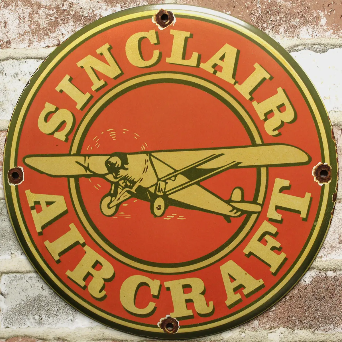 Sinclair Aircraft Vintage Aviation Oil Porcelain Gas Pump Sign (12In) 1