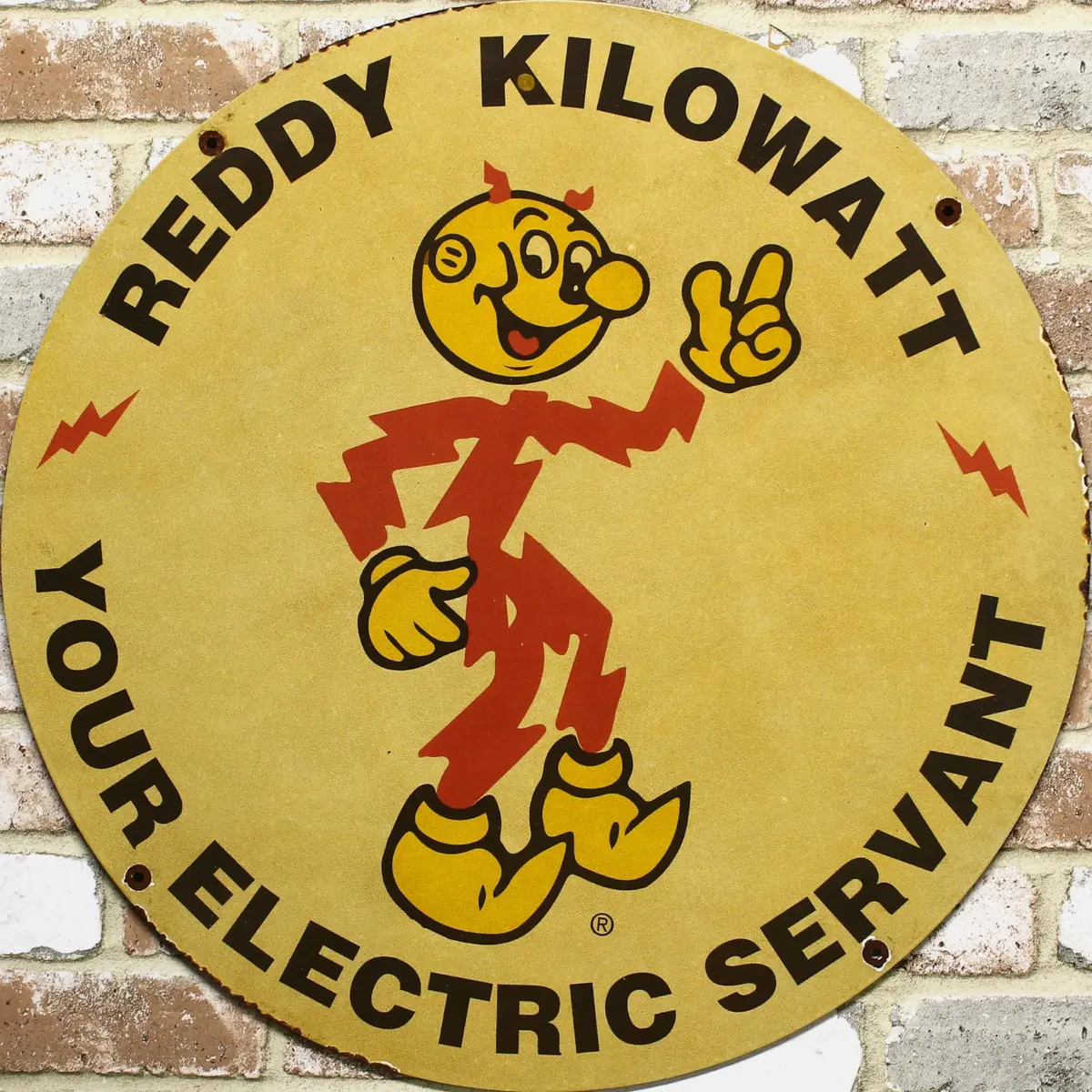 2Ft Reddy Kilowatt Electric Servant Porcelain Enamel Sign (24-Inch) 1