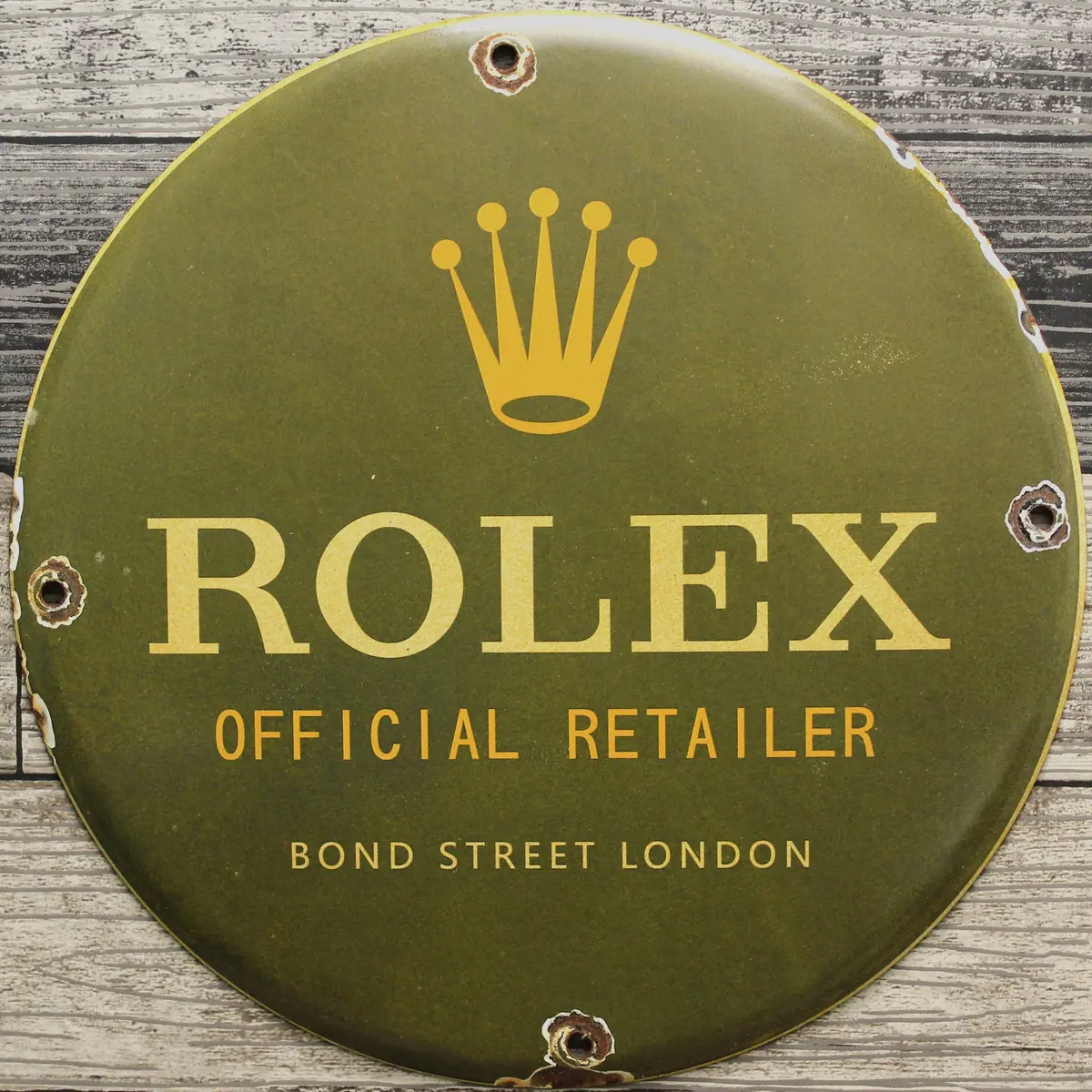 Official Retailer Bond Street London Vintage Watch Porcelain Enamel Sign (12In) 1
