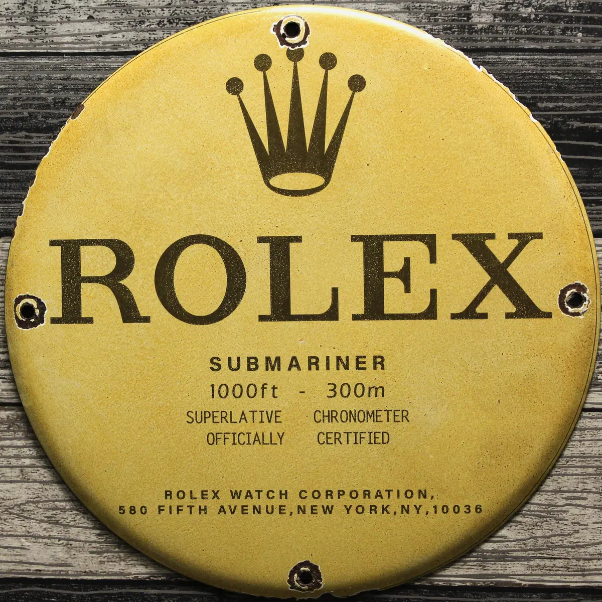 Submariner Fifth Avenue New York Vintage Watch Porcelain Enamel Sign (12In) 1