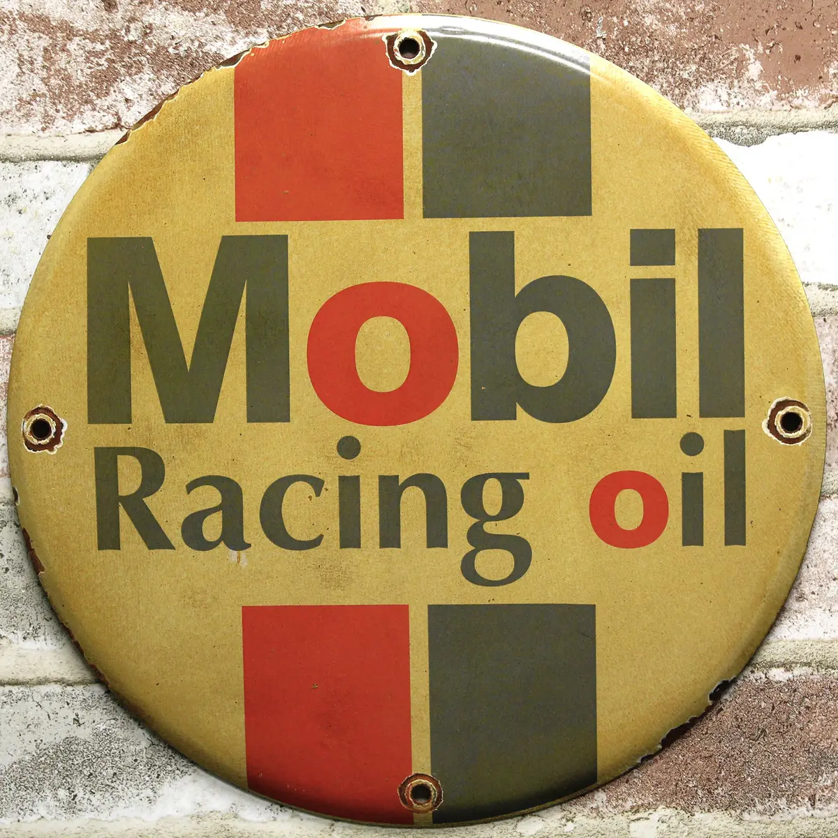 Mobil Racing Oil Porcelain Enamel Sign (12In) 1
