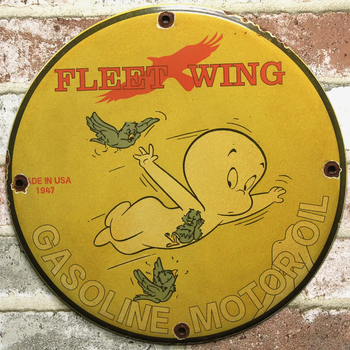 Fleet Wing Gasoline Porcelain Enamel Sign (12In) 1